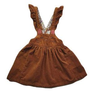 NEXT Rabbit Bunny Corduroy Pinnie Pinafore Brown Girls Size 5-6 Cross Back